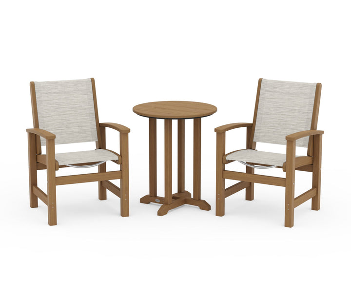 POLYWOOD® Coastal 3-Piece Round Bistro Dining Set