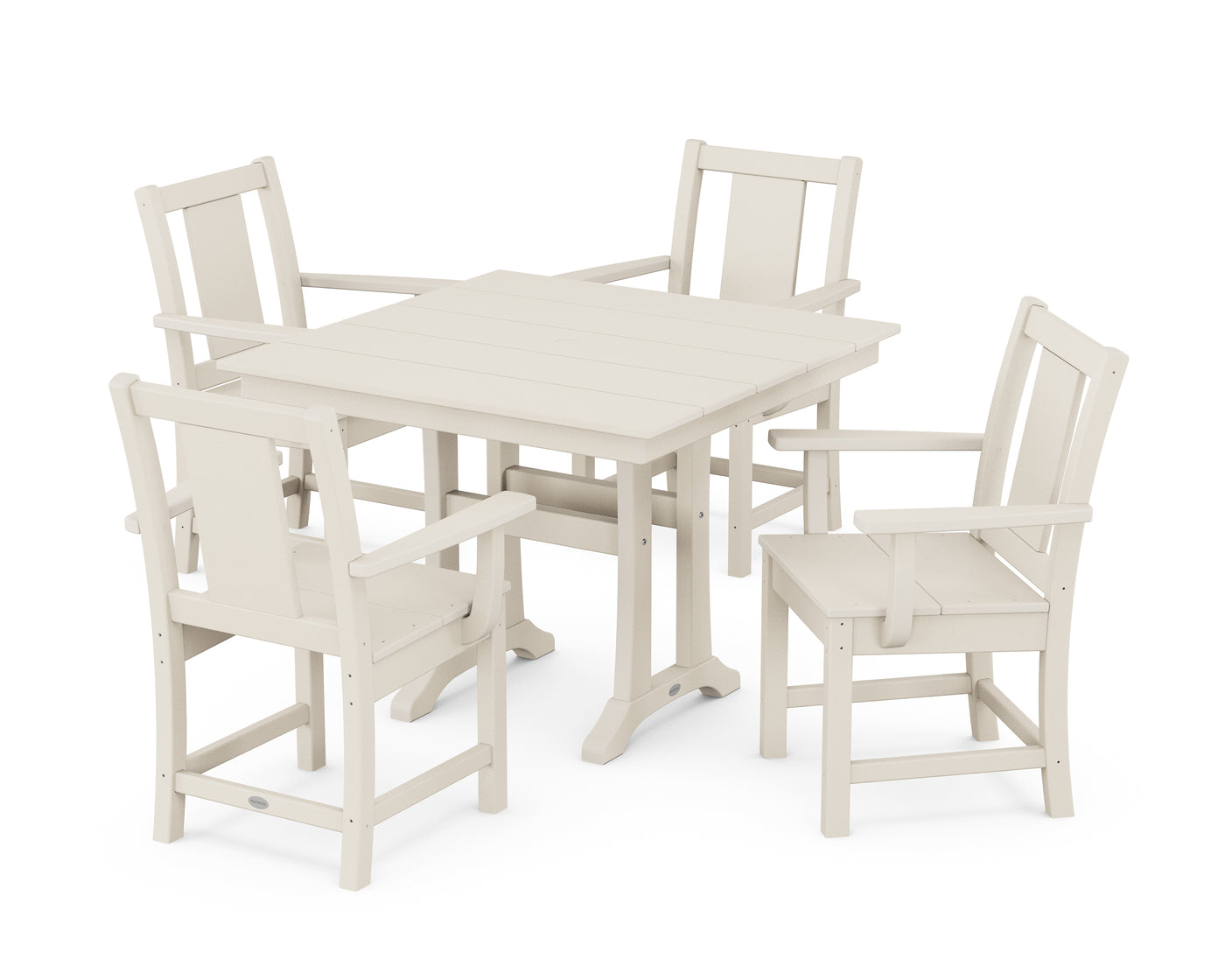 Prairie 5-Piece Farmhouse Dining Set with Trestle Legs