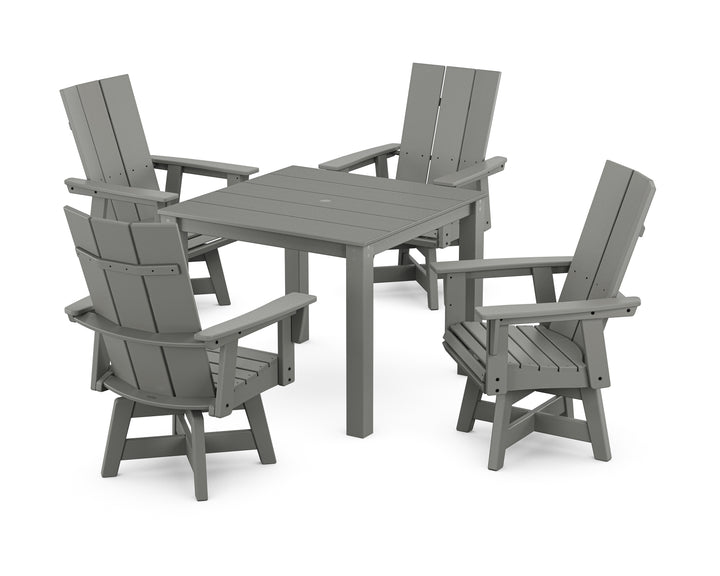 POLYWOOD® Modern Curveback Adirondack 5-Piece Parsons Swivel Dining Set