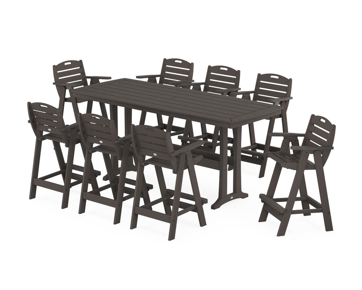 POLYWOOD® Nautical 9-Piece Bar Set with Trestle Legs