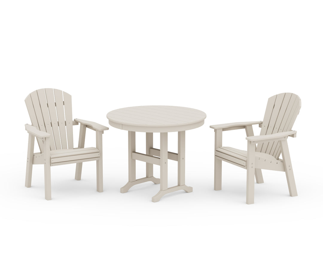 POLYWOOD® Seashell 3-Piece Round Farmhouse Dining Set