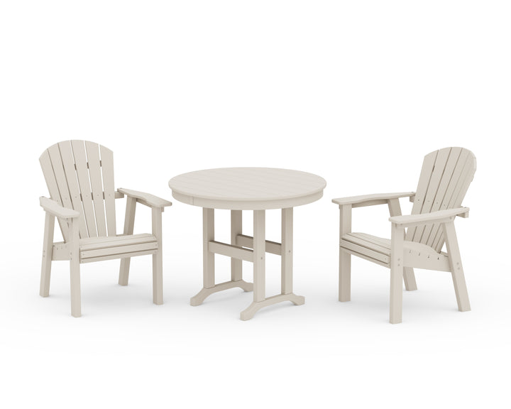 POLYWOOD® Seashell 3-Piece Round Farmhouse Dining Set