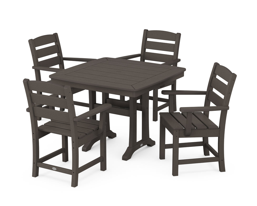 POLYWOOD® Lakeside 5-Piece Dining Set with Trestle Legs