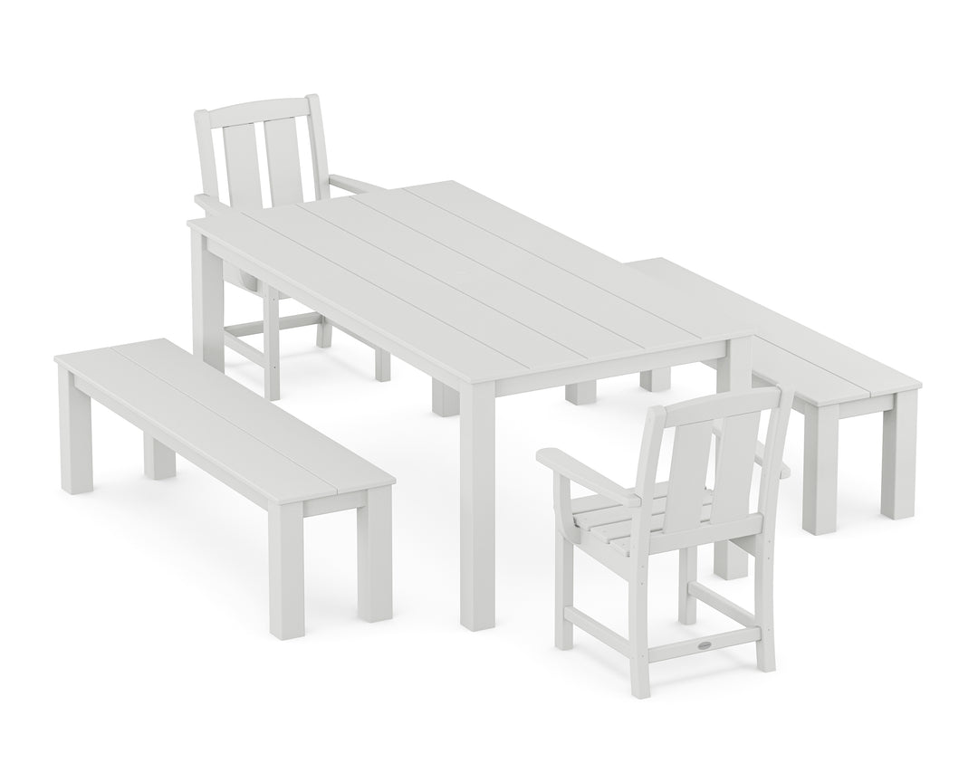 POLYWOOD® Mission 5-Piece Parsons Dining Set with Benches