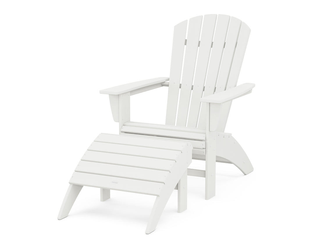 POLYWOOD® Nautical Curveback Adirondack Chair 2-Piece Set with Ottoman
