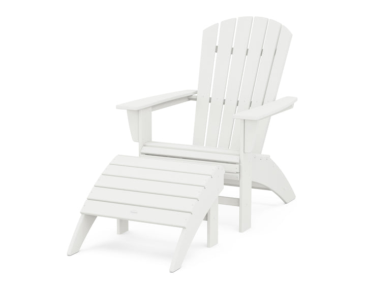 POLYWOOD® Nautical Curveback Adirondack Chair 2-Piece Set with Ottoman