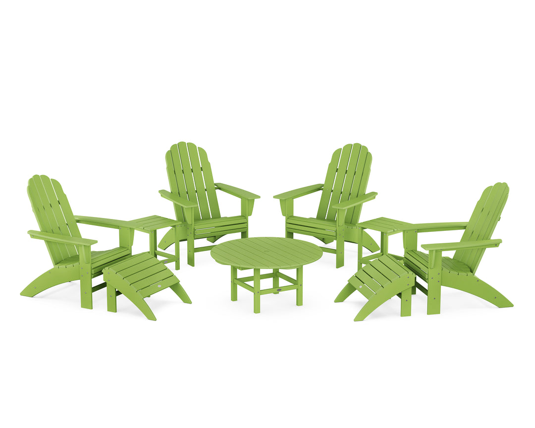 POLYWOOD® Vineyard Curveback Adirondack Chair 9-Piece Conversation Set