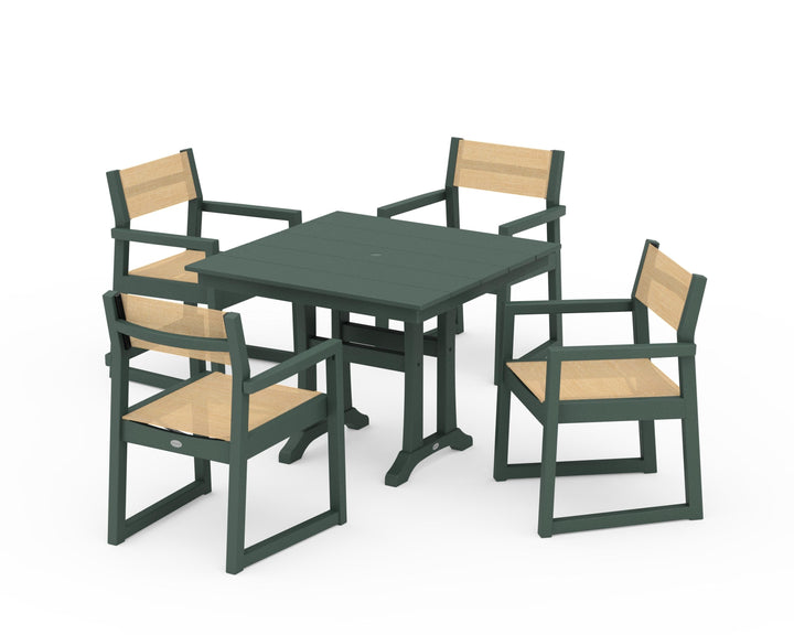 POLYWOOD® EDGE Sling 5-Piece Farmhouse Dining Set with Trestle Legs