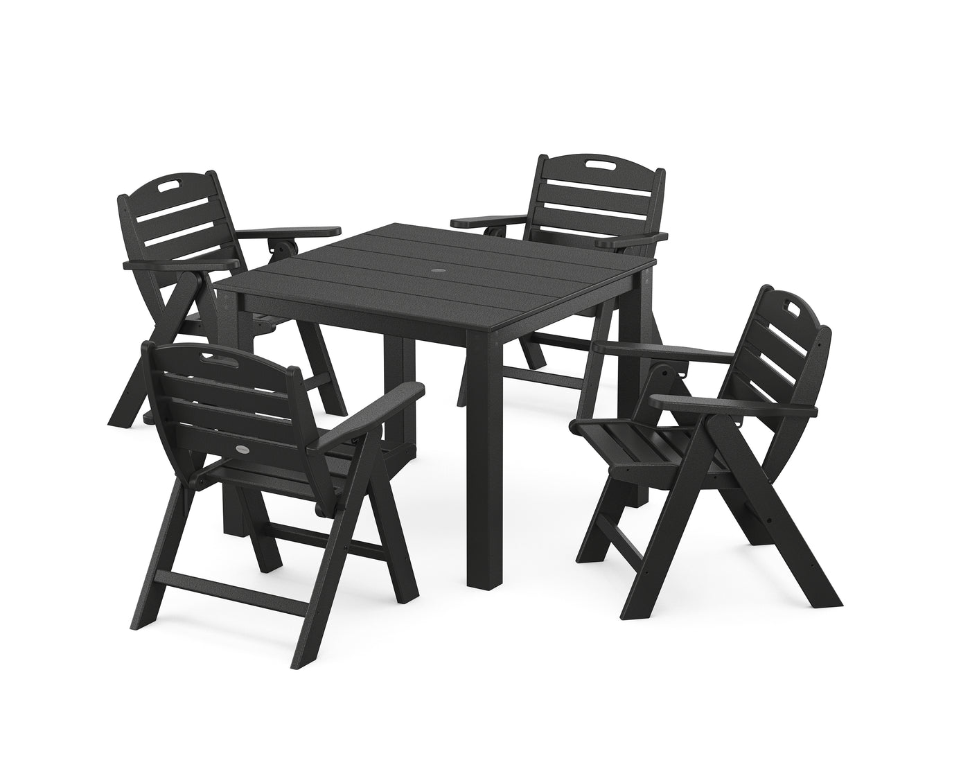 Nautical Folding Lowback Chair 5-Piece Parsons Dining Set