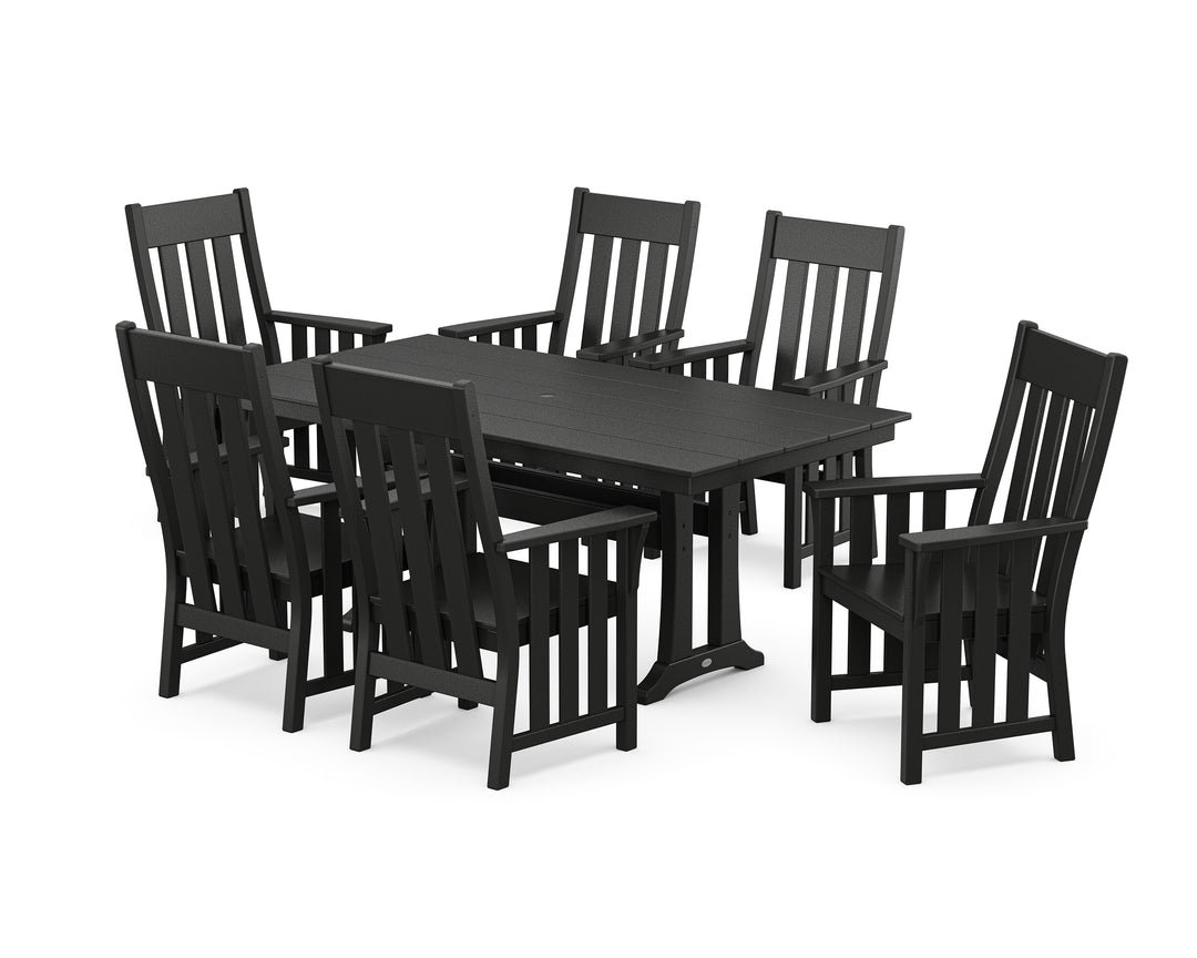 Martha Stewart by POLYWOOD® Acadia Arm Chair 7-Piece Farmhouse Dining Set with Trestle Legs