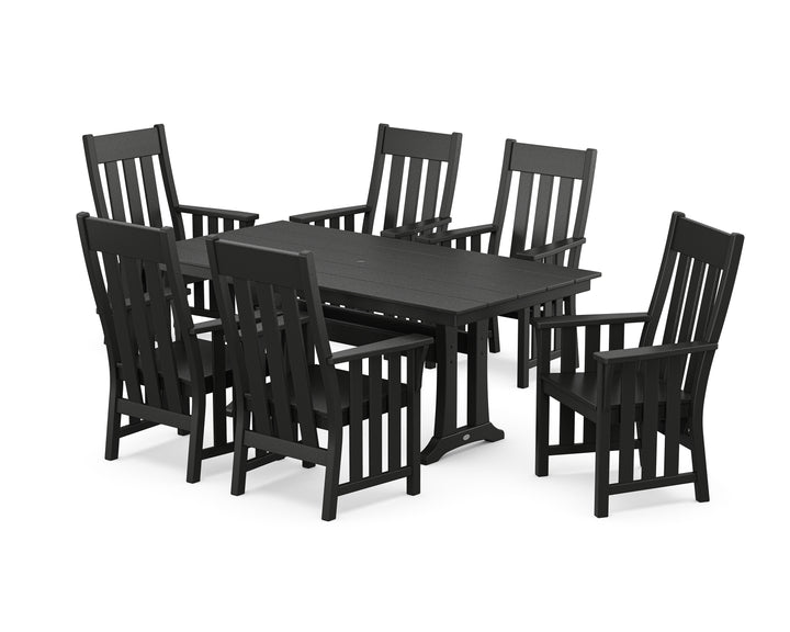 Martha Stewart by POLYWOOD® Acadia Arm Chair 7-Piece Farmhouse Dining Set with Trestle Legs