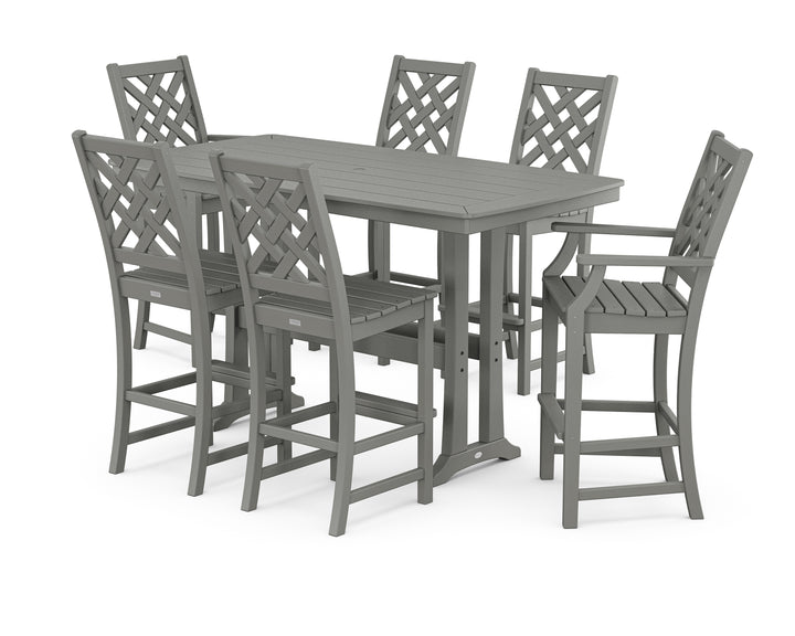 Country Living Wovendale 7-Piece Bar Set with Trestle Legs