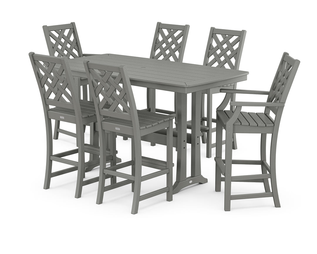 Country Living Wovendale 7-Piece Bar Set with Trestle Legs