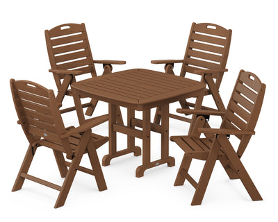 Nautical Folding Highback Chair 5-Piece Dining Set