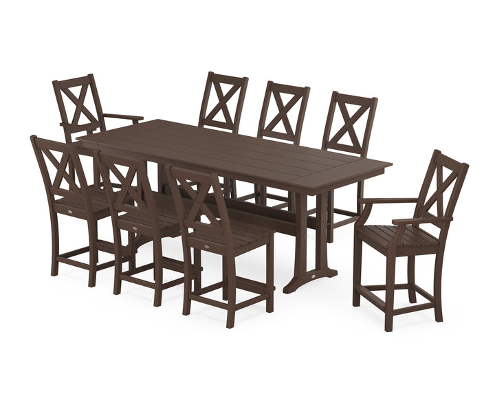 POLYWOOD® Braxton 9-Piece Farmhouse Counter Set with Trestle Legs