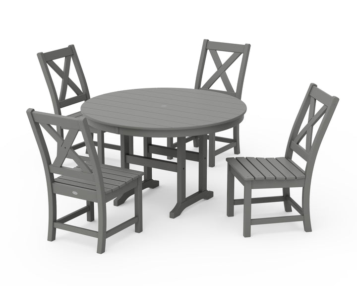 POLYWOOD® Braxton Side Chair 5-Piece Round Dining Set