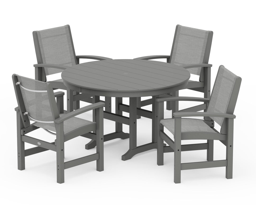 POLYWOOD® Coastal 5-Piece Round Farmhouse Dining Set