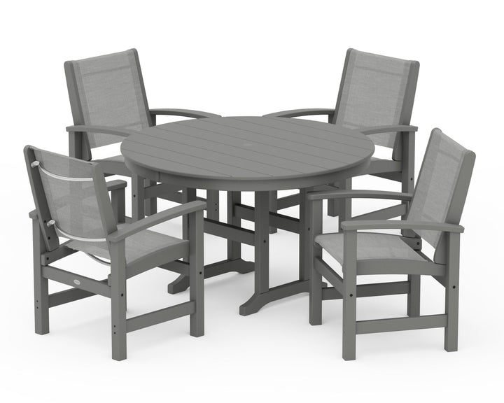 POLYWOOD® Coastal 5-Piece Round Farmhouse Dining Set