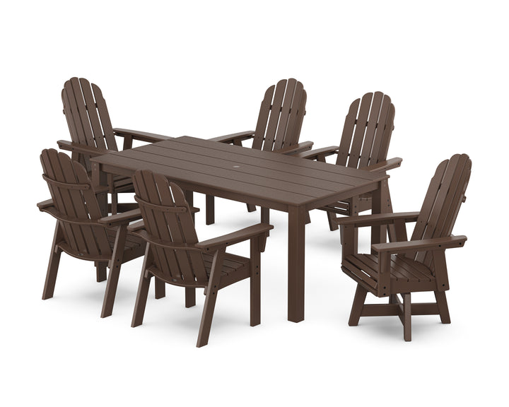 POLYWOOD® Vineyard Curveback Adirondack 7-Piece Parsons Swivel Dining Set
