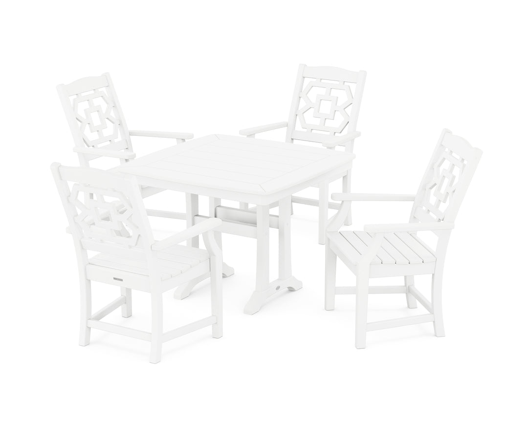 Martha Stewart by POLYWOOD® Chinoiserie 5-Piece Dining Set with Trestle Legs