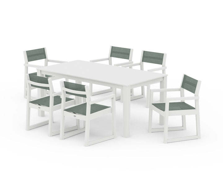 POLYWOOD® EDGE Sling Arm Chair 7-Piece Parsons Dining Set