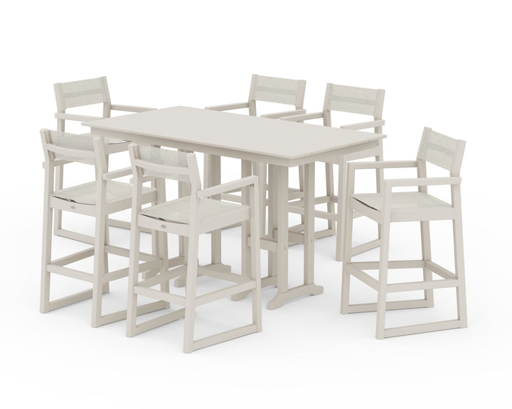 POLYWOOD® EDGE Sling Arm Chair 7-Piece Farmhouse Bar Set