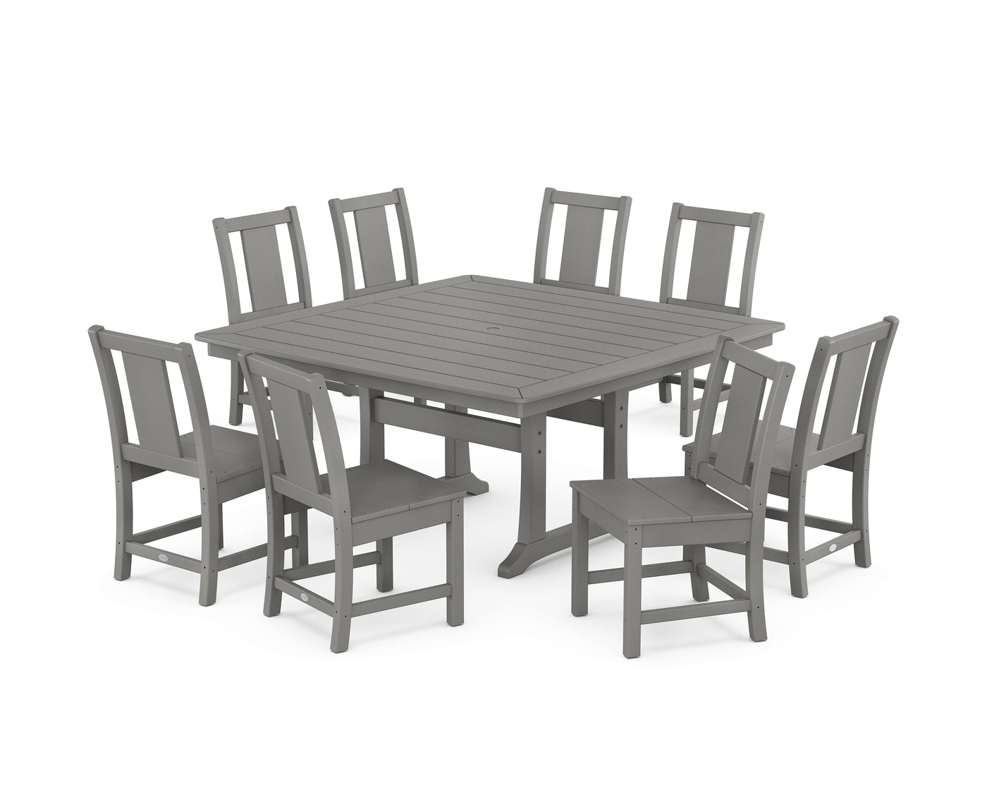 Prairie Side Chair 9-Piece Square Dining Set with Trestle Legs