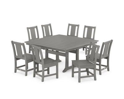 Prairie Side Chair 9-Piece Square Dining Set with Trestle Legs