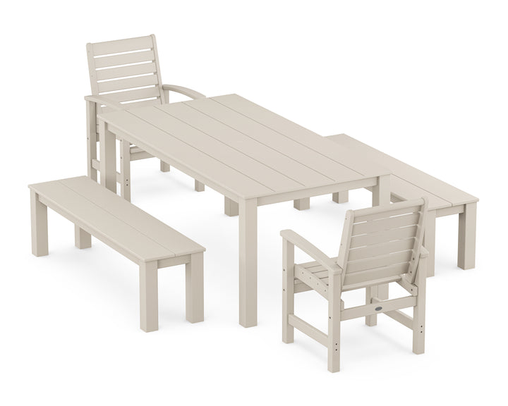 POLYWOOD® Signature 5-Piece Parsons Dining Set with Benches