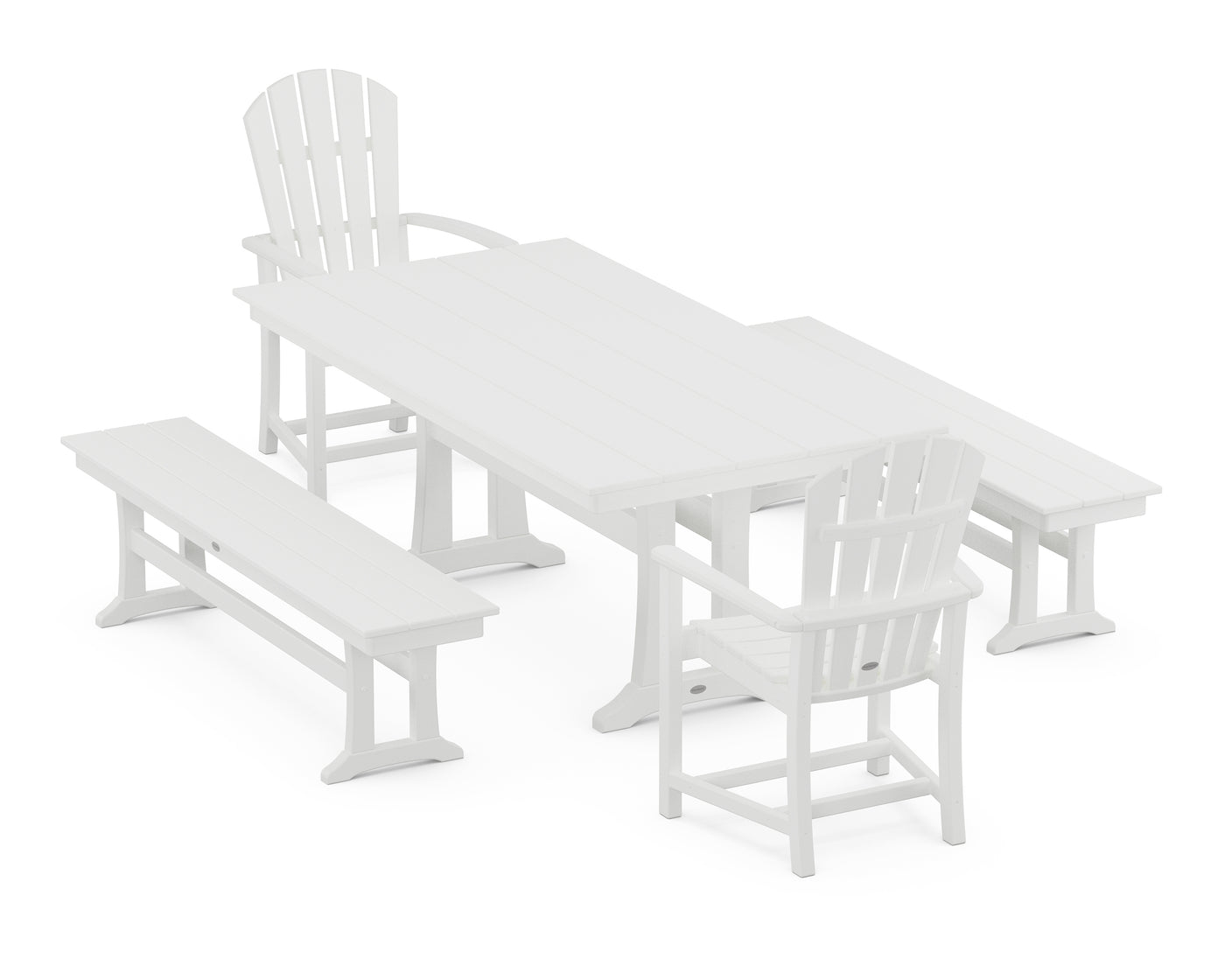 Palm Coast 5-Piece Farmhouse Dining Set With Trestle Legs