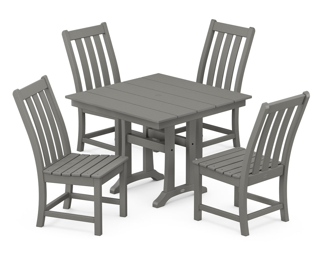 POLYWOOD® Vineyard 5-Piece Farmhouse Trestle Side Chair Dining Set