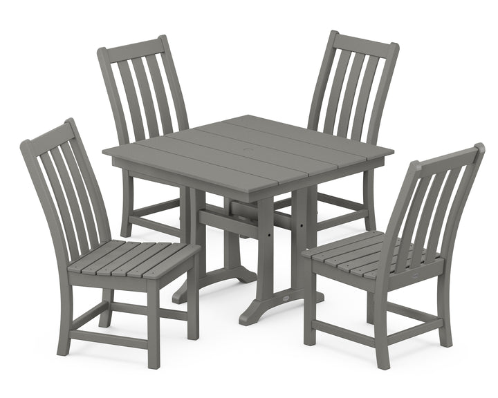 POLYWOOD® Vineyard 5-Piece Farmhouse Trestle Side Chair Dining Set