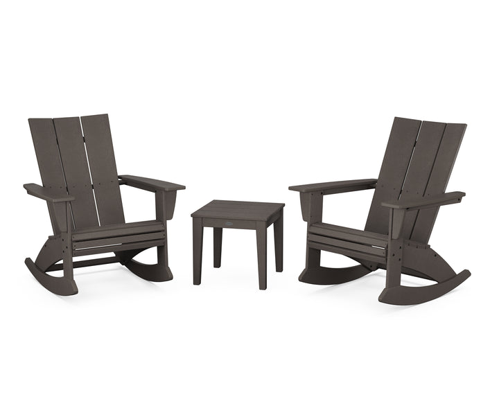 POLYWOOD® Modern Curveback 3-Piece Adirondack Rocking Chair Set