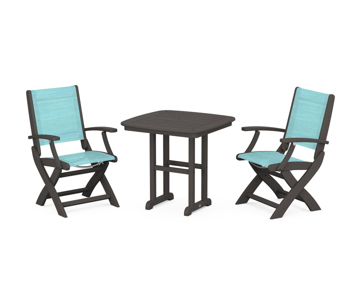 POLYWOOD® Coastal Folding Chair 3-Piece Dining Set