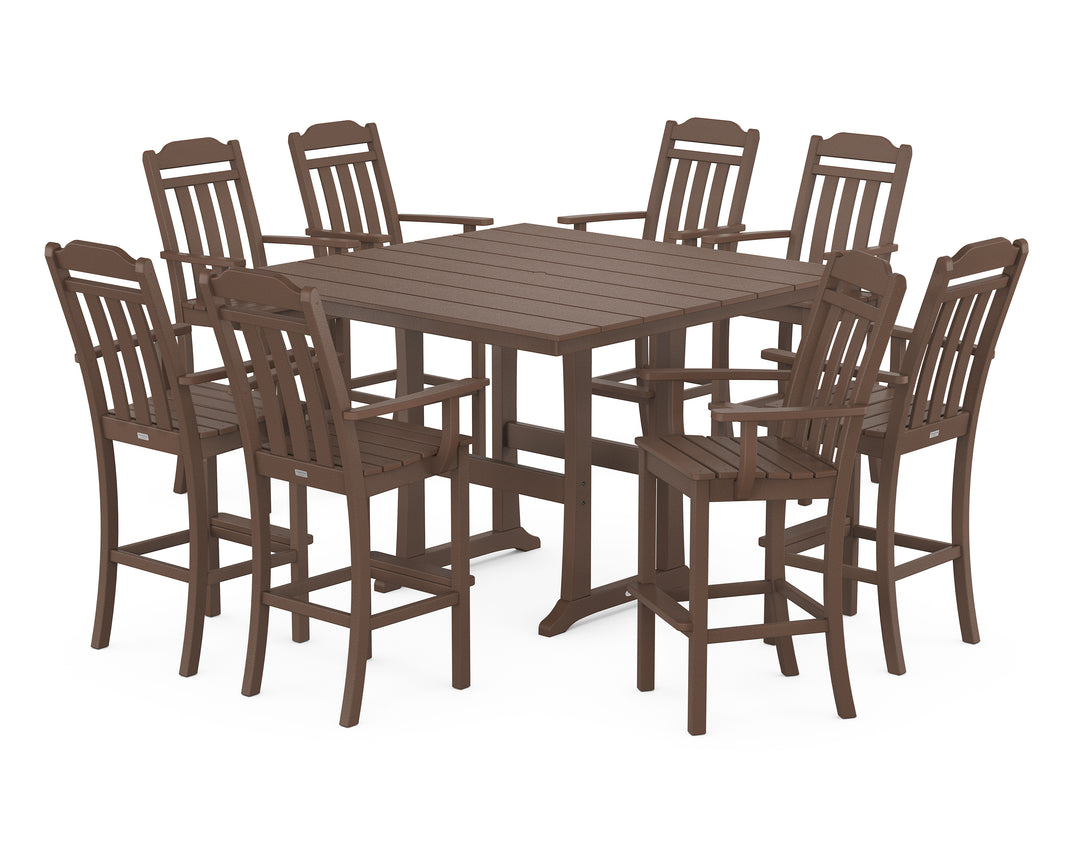 Country Living Cottage 9-Piece Farmhouse Bar Set with Trestle Legs