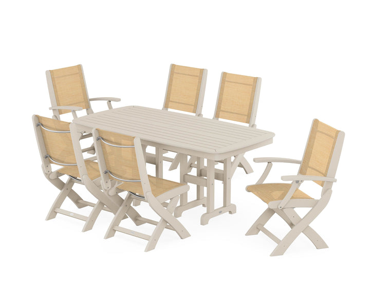 POLYWOOD® Coastal Folding Chair 7-Piece Dining Set