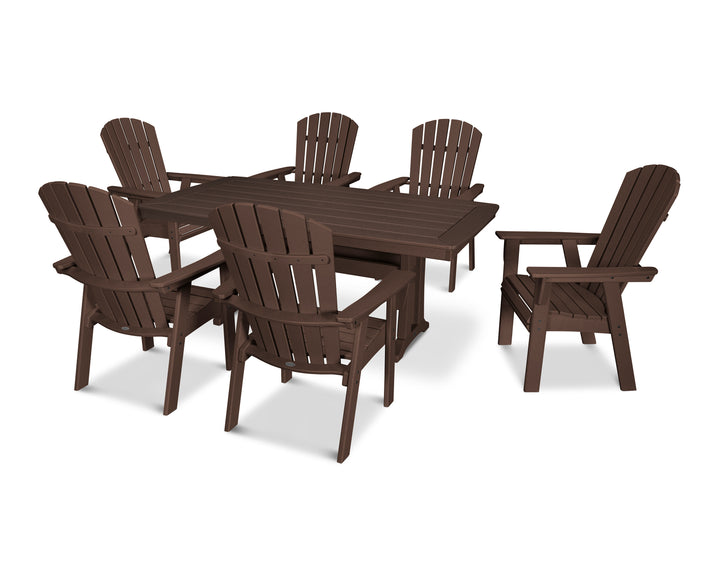 POLYWOOD® Nautical Curveback Adirondack 7-Piece Dining Set with Trestle Legs