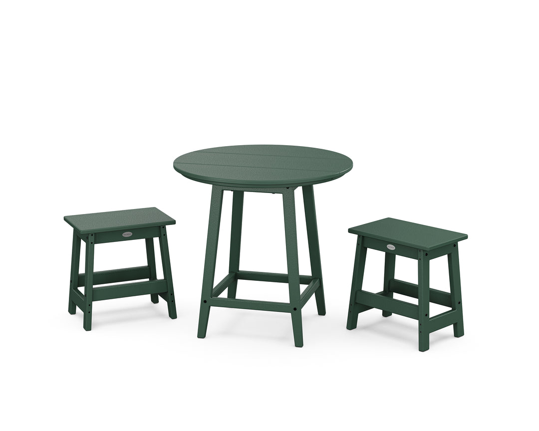 POLYWOOD® Modern Studio Stool 3-Piece Round Bistro Set