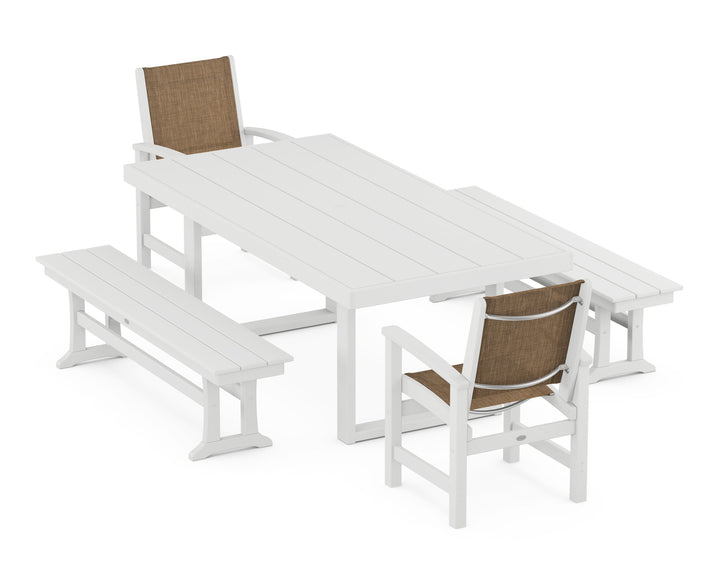 POLYWOOD® Coastal 5-Piece Dining Set with Trestle Legs