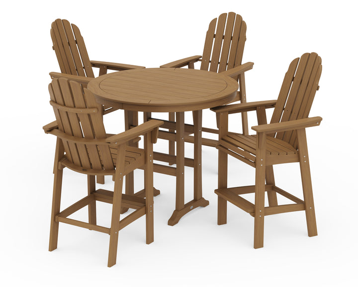 POLYWOOD® Vineyard Curveback Adirondack 5-Piece Nautical Trestle Bar Set