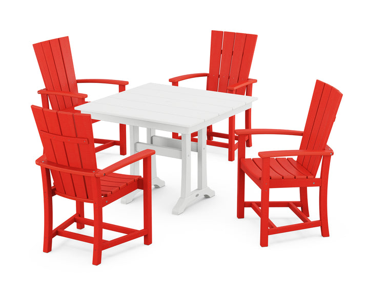POLYWOOD® Quattro 5-Piece Farmhouse Dining Set With Trestle Legs