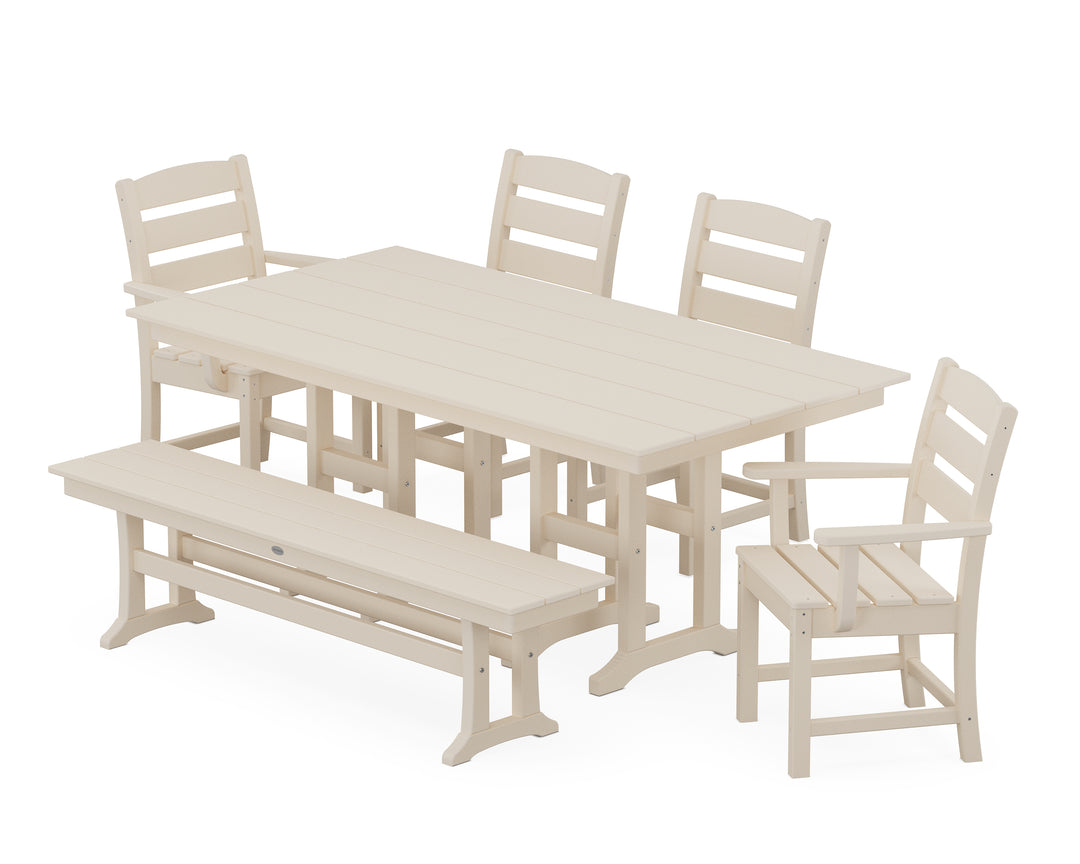 POLYWOOD® Lakeside 6-Piece Farmhouse Dining Set with Bench