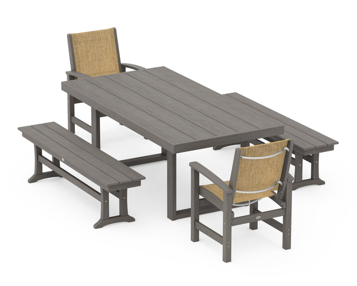 POLYWOOD® Coastal 5-Piece Dining Set with Trestle Legs
