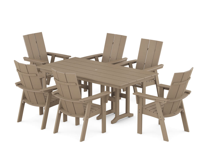 POLYWOOD® Modern Curveback Adirondack 7-Piece Farmhouse Dining Set