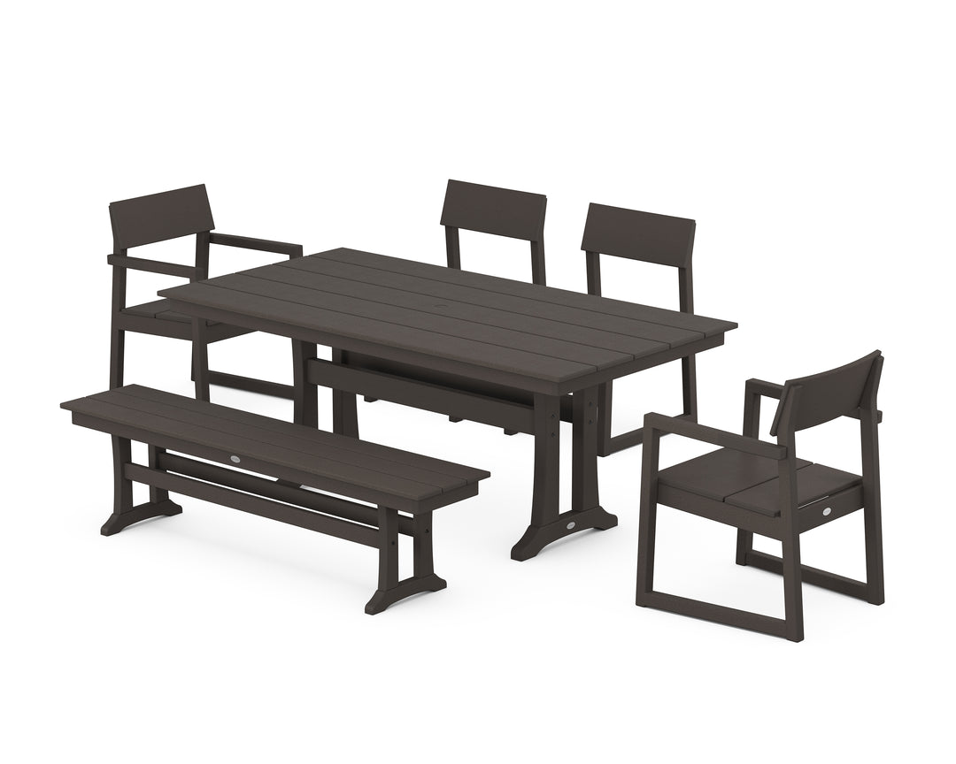 POLYWOOD® EDGE 6-Piece Farmhouse Dining Set With Trestle Legs