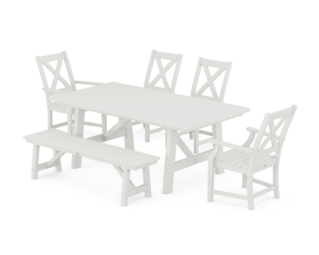 POLYWOOD® Braxton 6-Piece Rustic Farmhouse Dining Set With Trestle Legs