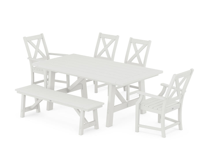 POLYWOOD® Braxton 6-Piece Rustic Farmhouse Dining Set With Trestle Legs