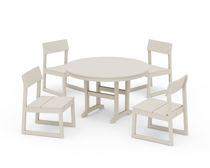 POLYWOOD® EDGE Side Chair 5-Piece Round Farmhouse Dining Set
