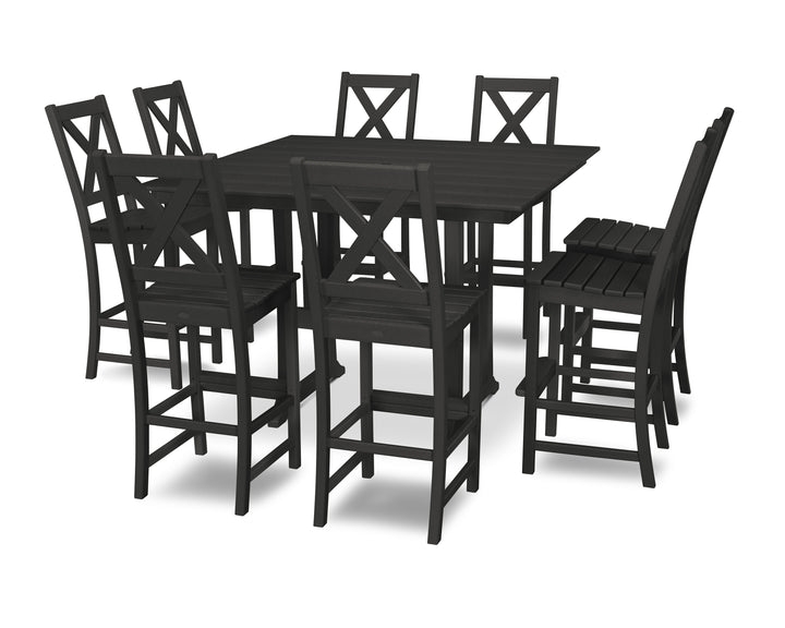 POLYWOOD® Braxton 9-Piece Farmhouse Trestle Bar Set