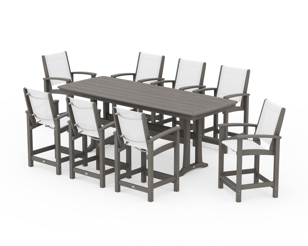 POLYWOOD® Coastal 9-Piece Counter Set with Trestle Legs